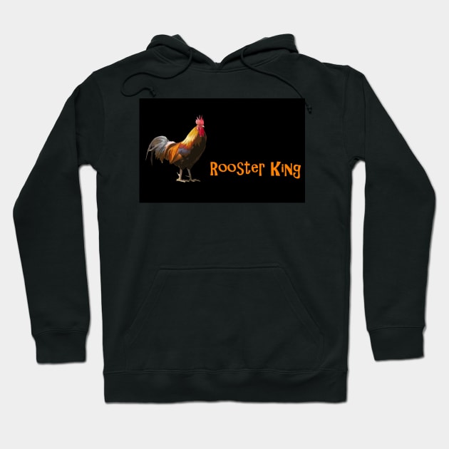 Rooster King on Black Horizontal Hoodie by ArtticArlo